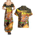 Merry Christmas AFL Giants Couples Matching Summer Maxi Dress and Hawaiian Shirt Aboriginal Santa Football Mascot