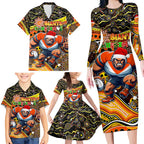 Merry Christmas AFL Giants Family Matching Long Sleeve Bodycon Dress and Hawaiian Shirt Aboriginal Santa Football Mascot