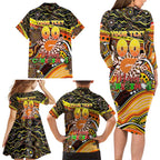 Merry Christmas AFL Giants Family Matching Long Sleeve Bodycon Dress and Hawaiian Shirt Aboriginal Santa Football Mascot