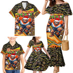 Merry Christmas AFL Giants Family Matching Mermaid Dress and Hawaiian Shirt Aboriginal Santa Football Mascot