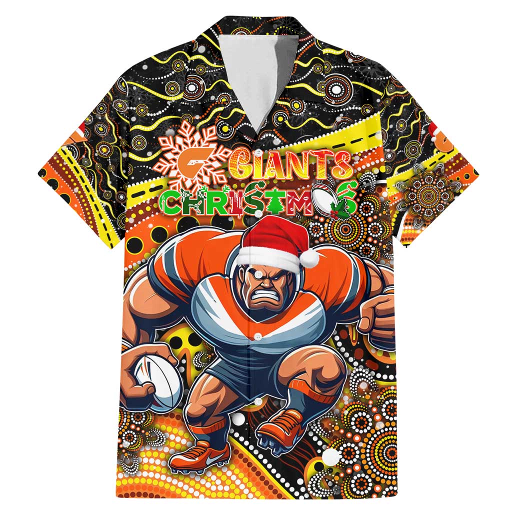 Merry Christmas AFL Giants Family Matching Mermaid Dress and Hawaiian Shirt Aboriginal Santa Football Mascot