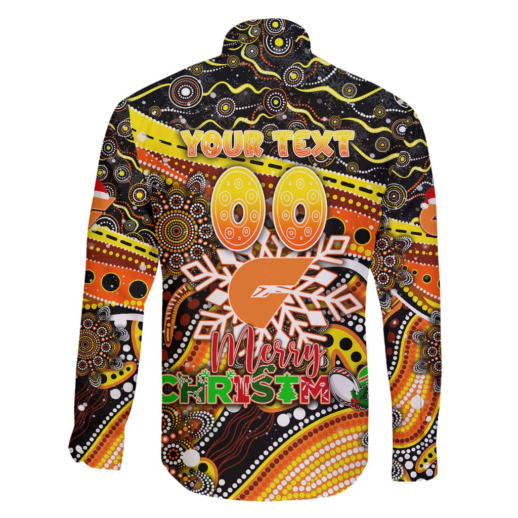 Merry Christmas AFL Giants Family Matching Off The Shoulder Long Sleeve Dress and Hawaiian Shirt Aboriginal Santa Football Mascot