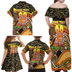 Merry Christmas AFL Giants Family Matching Off Shoulder Maxi Dress and Hawaiian Shirt Aboriginal Santa Football Mascot