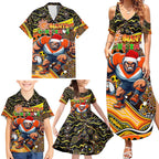 Merry Christmas AFL Giants Family Matching Summer Maxi Dress and Hawaiian Shirt Aboriginal Santa Football Mascot