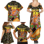 Merry Christmas AFL Giants Family Matching Summer Maxi Dress and Hawaiian Shirt Aboriginal Santa Football Mascot