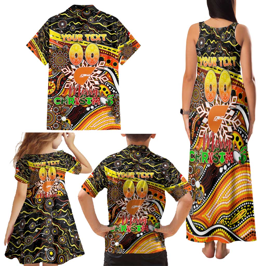 Merry Christmas AFL Giants Family Matching Tank Maxi Dress and Hawaiian Shirt Aboriginal Santa Football Mascot