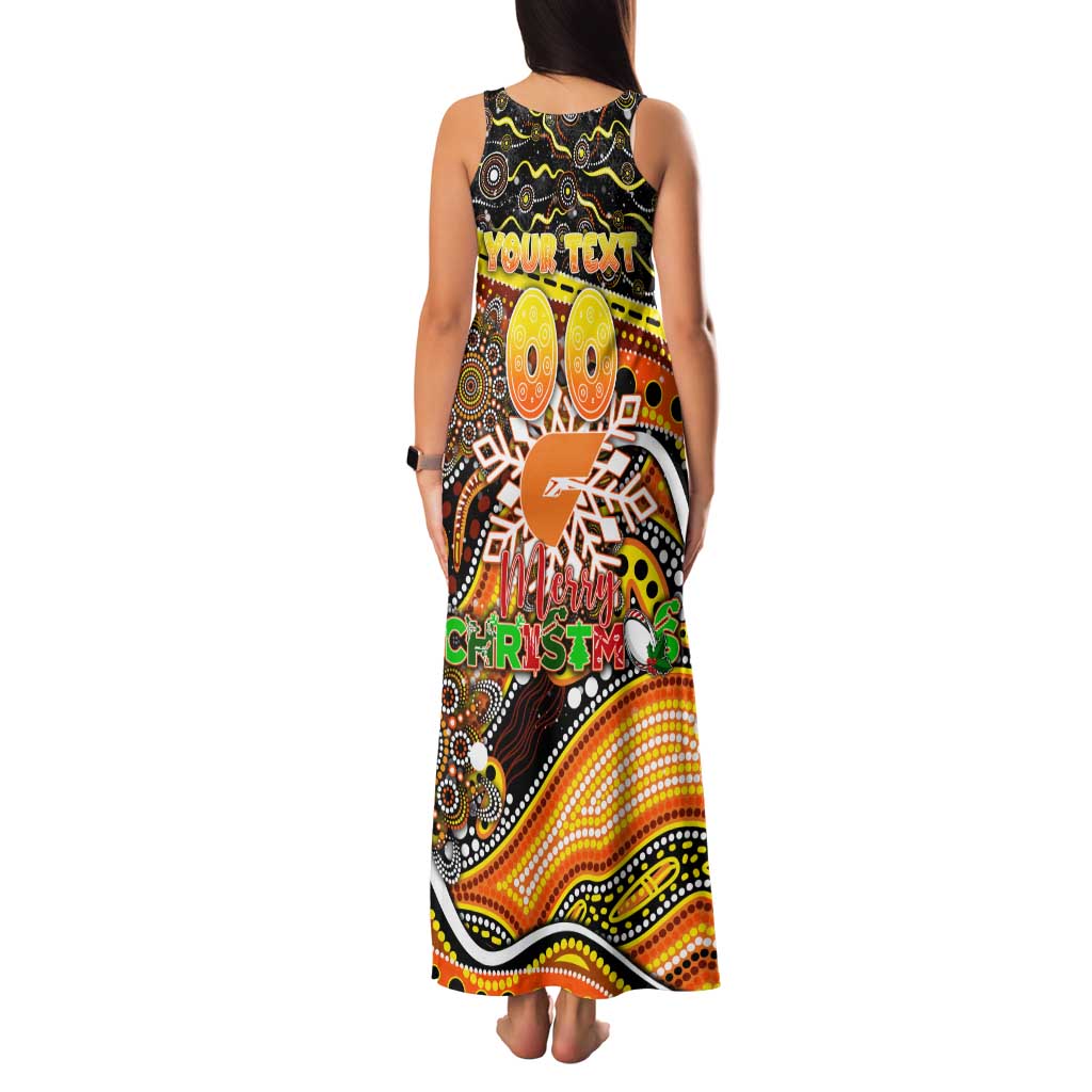 Merry Christmas AFL Giants Family Matching Tank Maxi Dress and Hawaiian Shirt Aboriginal Santa Football Mascot