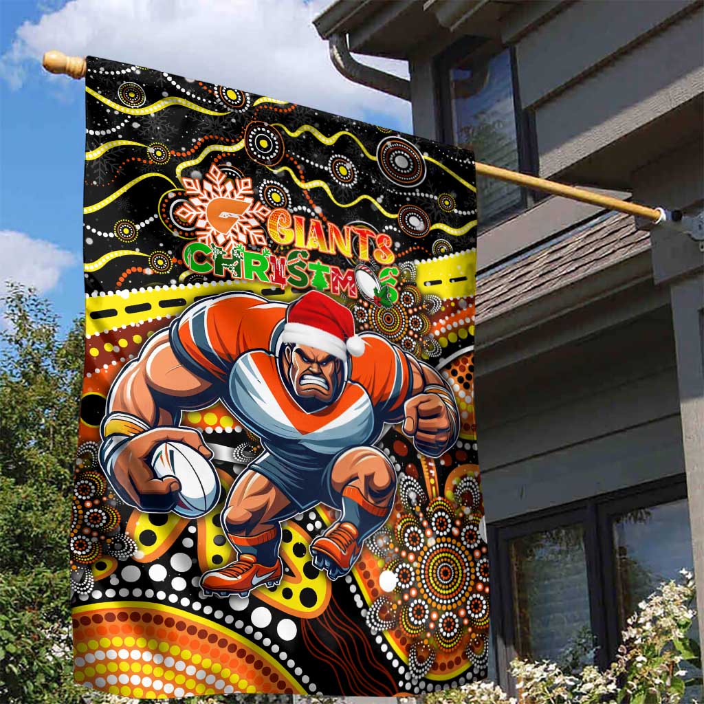 Merry Christmas AFL Giants Garden Flag Aboriginal Santa Football Mascot