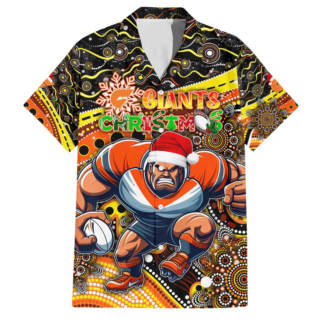 Merry Christmas AFL Giants Hawaiian Shirt Aboriginal Santa Football Mascot