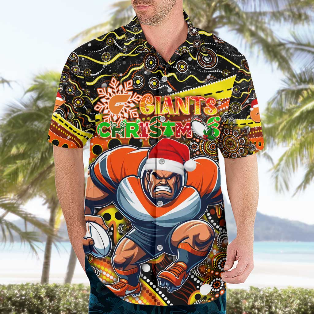 Merry Christmas AFL Giants Hawaiian Shirt Aboriginal Santa Football Mascot