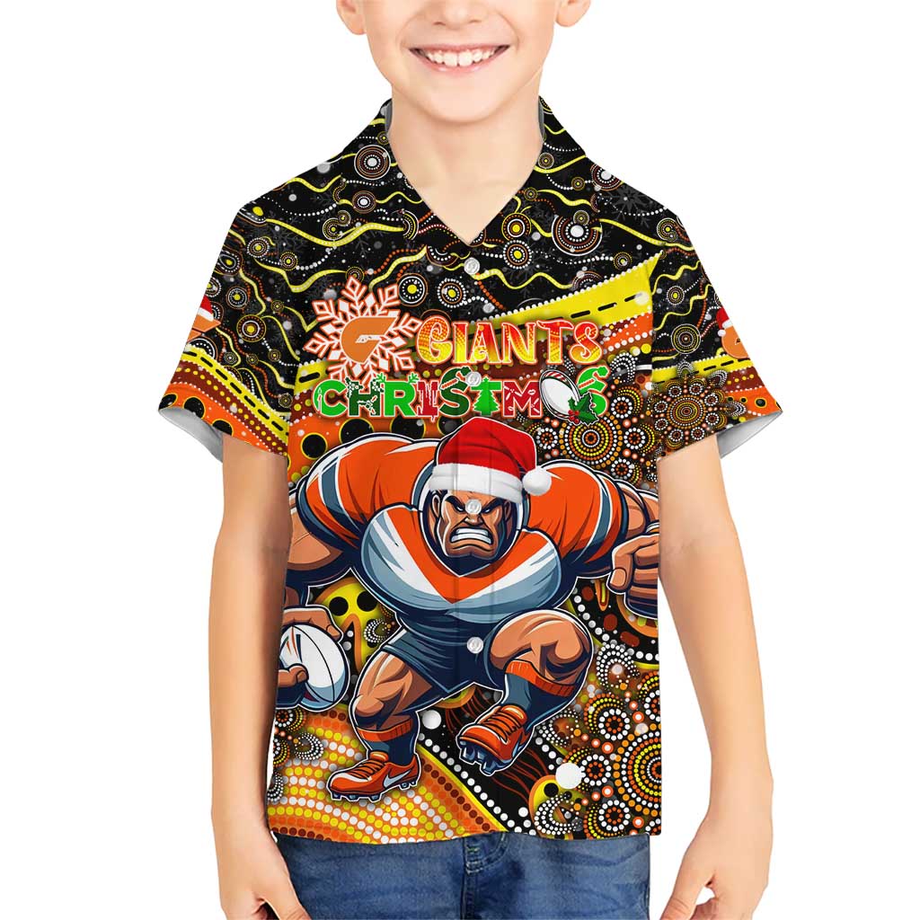 Merry Christmas AFL Giants Hawaiian Shirt Aboriginal Santa Football Mascot