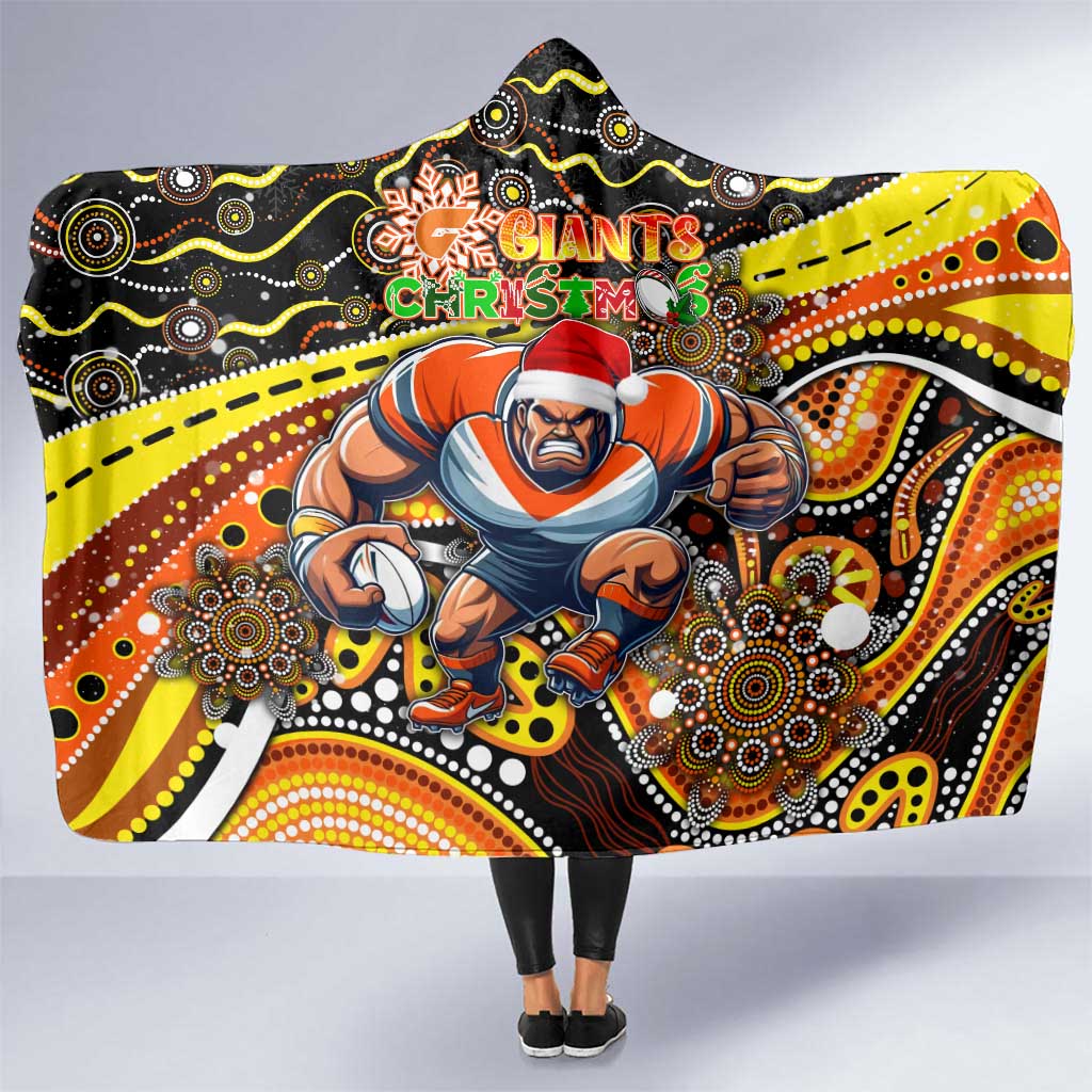 Merry Christmas AFL Giants Hooded Blanket Aboriginal Santa Football Mascot
