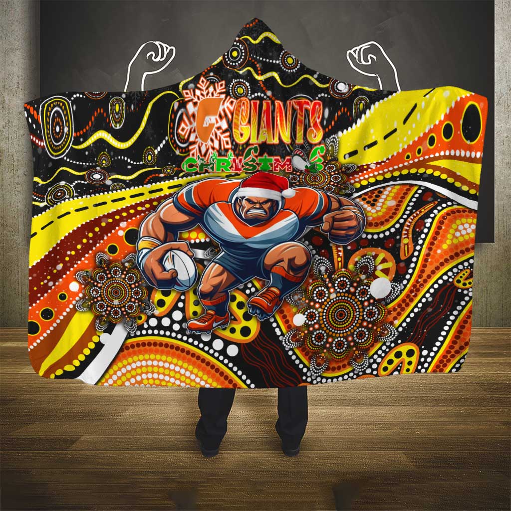 Merry Christmas AFL Giants Hooded Blanket Aboriginal Santa Football Mascot