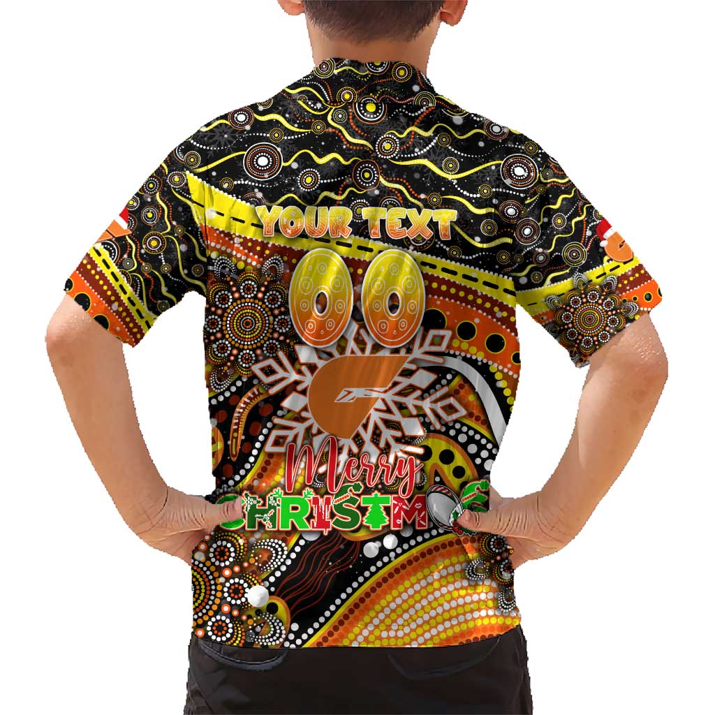 Merry Christmas AFL Giants Kid Hawaiian Shirt Aboriginal Santa Football Mascot