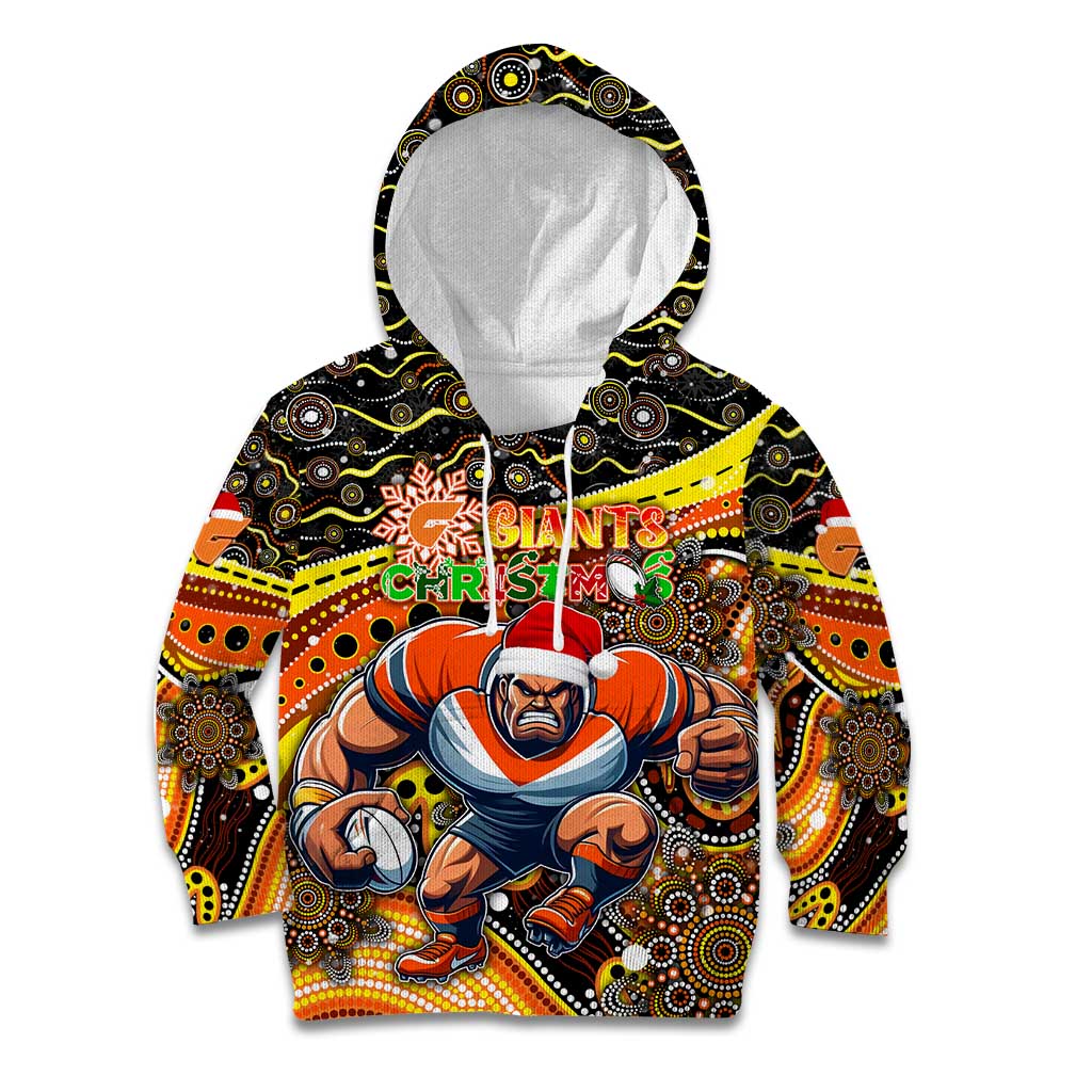 Merry Christmas AFL Giants Kid Hoodie Aboriginal Santa Football Mascot