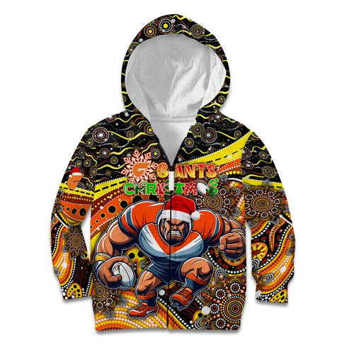 Merry Christmas AFL Giants Kid Hoodie Aboriginal Santa Football Mascot