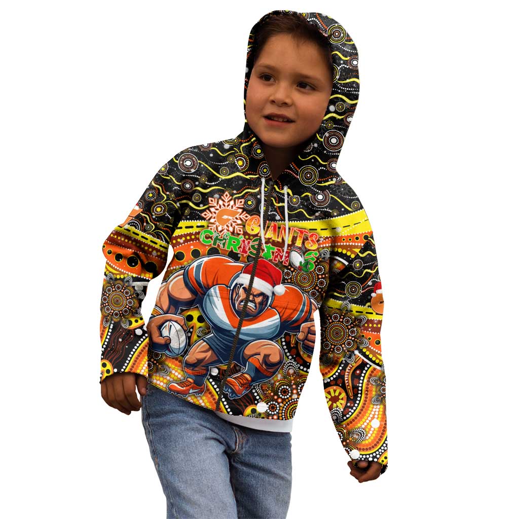 Merry Christmas AFL Giants Kid Hoodie Aboriginal Santa Football Mascot