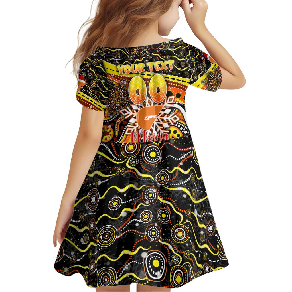 Merry Christmas AFL Giants Kid Short Sleeve Dress Aboriginal Santa Football Mascot