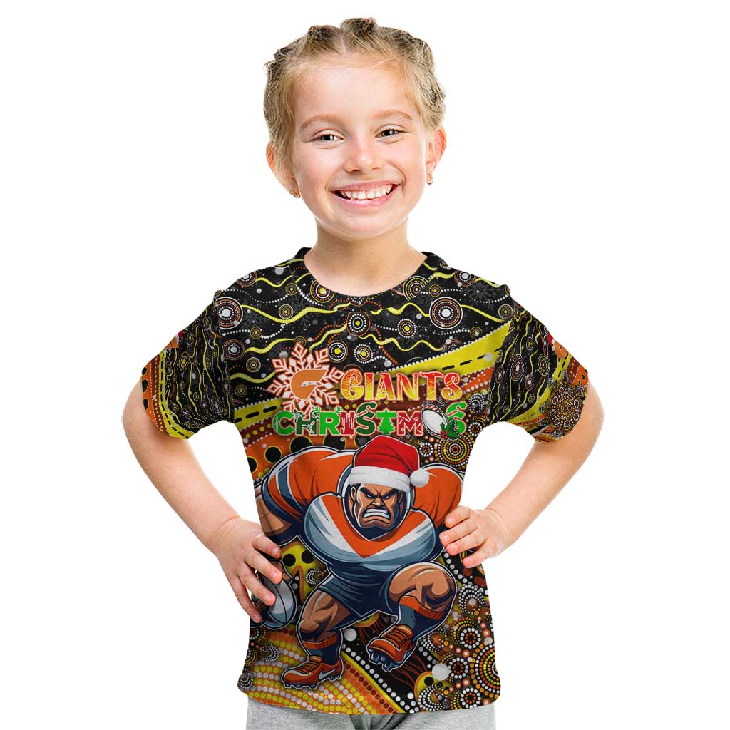 Merry Christmas AFL Giants Kid T Shirt Aboriginal Santa Football Mascot