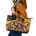 Merry Christmas AFL Giants Leather Tote Bag Aboriginal Santa Football Mascot