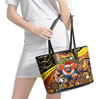 Merry Christmas AFL Giants Leather Tote Bag Aboriginal Santa Football Mascot