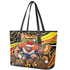 Merry Christmas AFL Giants Leather Tote Bag Aboriginal Santa Football Mascot