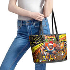 Merry Christmas AFL Giants Leather Tote Bag Aboriginal Santa Football Mascot