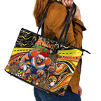 Merry Christmas AFL Giants Leather Tote Bag Aboriginal Santa Football Mascot