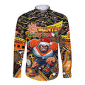 Merry Christmas AFL Giants Long Sleeve Button Shirt Aboriginal Santa Football Mascot