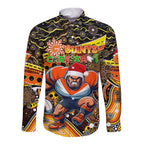 Merry Christmas AFL Giants Long Sleeve Button Shirt Aboriginal Santa Football Mascot