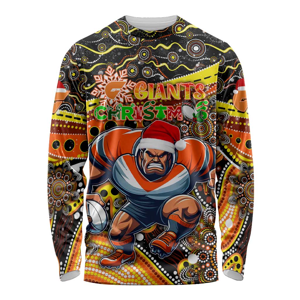 Merry Christmas AFL Giants Long Sleeve Shirt Aboriginal Santa Football Mascot