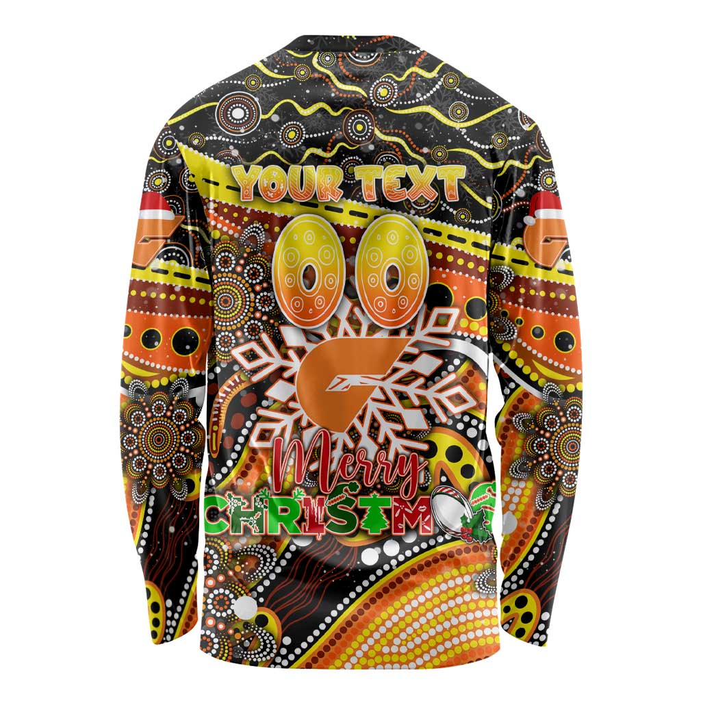 Merry Christmas AFL Giants Long Sleeve Shirt Aboriginal Santa Football Mascot