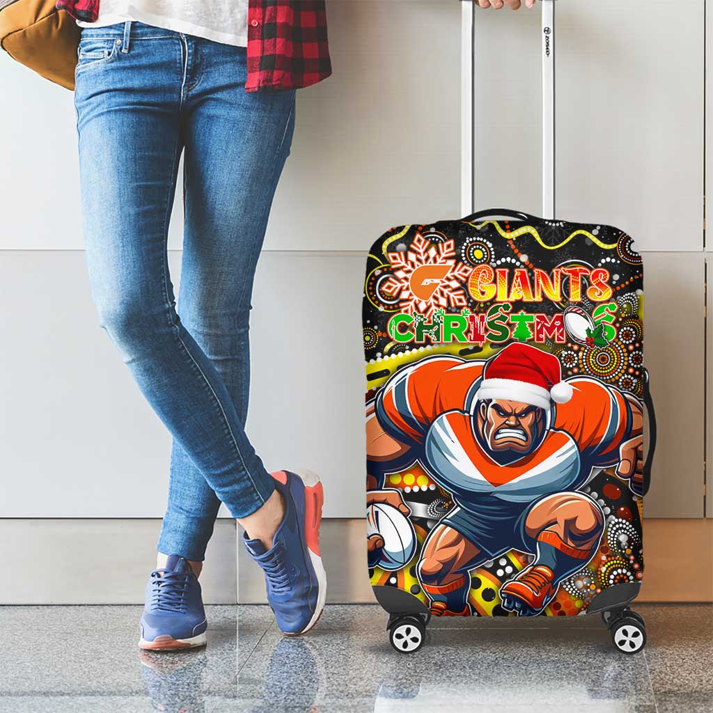 Merry Christmas AFL Giants Luggage Cover Aboriginal Santa Football Mascot