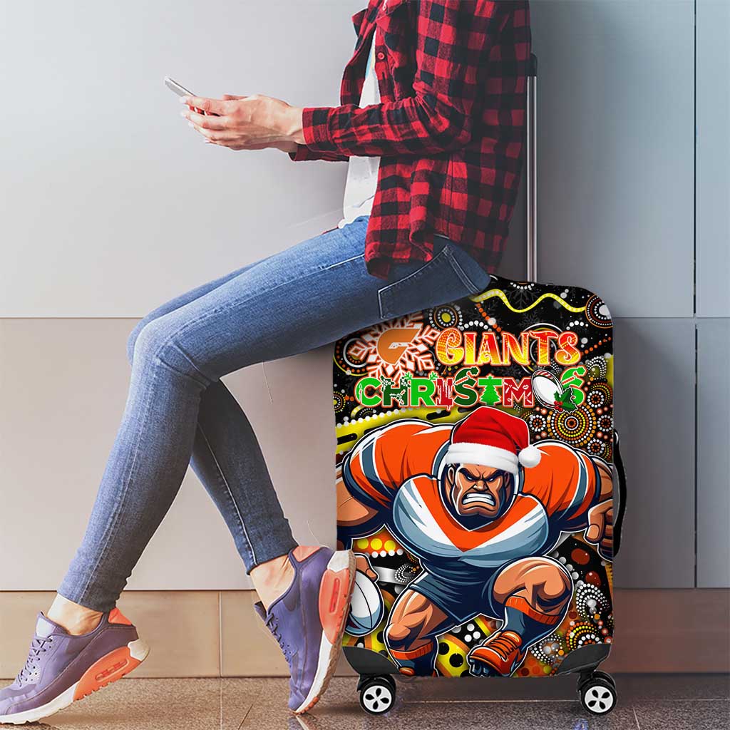 Merry Christmas AFL Giants Luggage Cover Aboriginal Santa Football Mascot