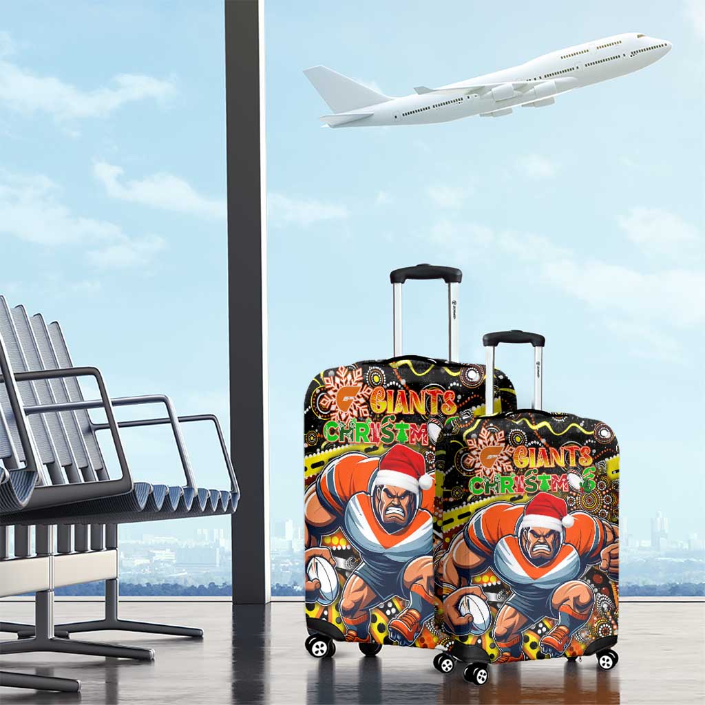 Merry Christmas AFL Giants Luggage Cover Aboriginal Santa Football Mascot