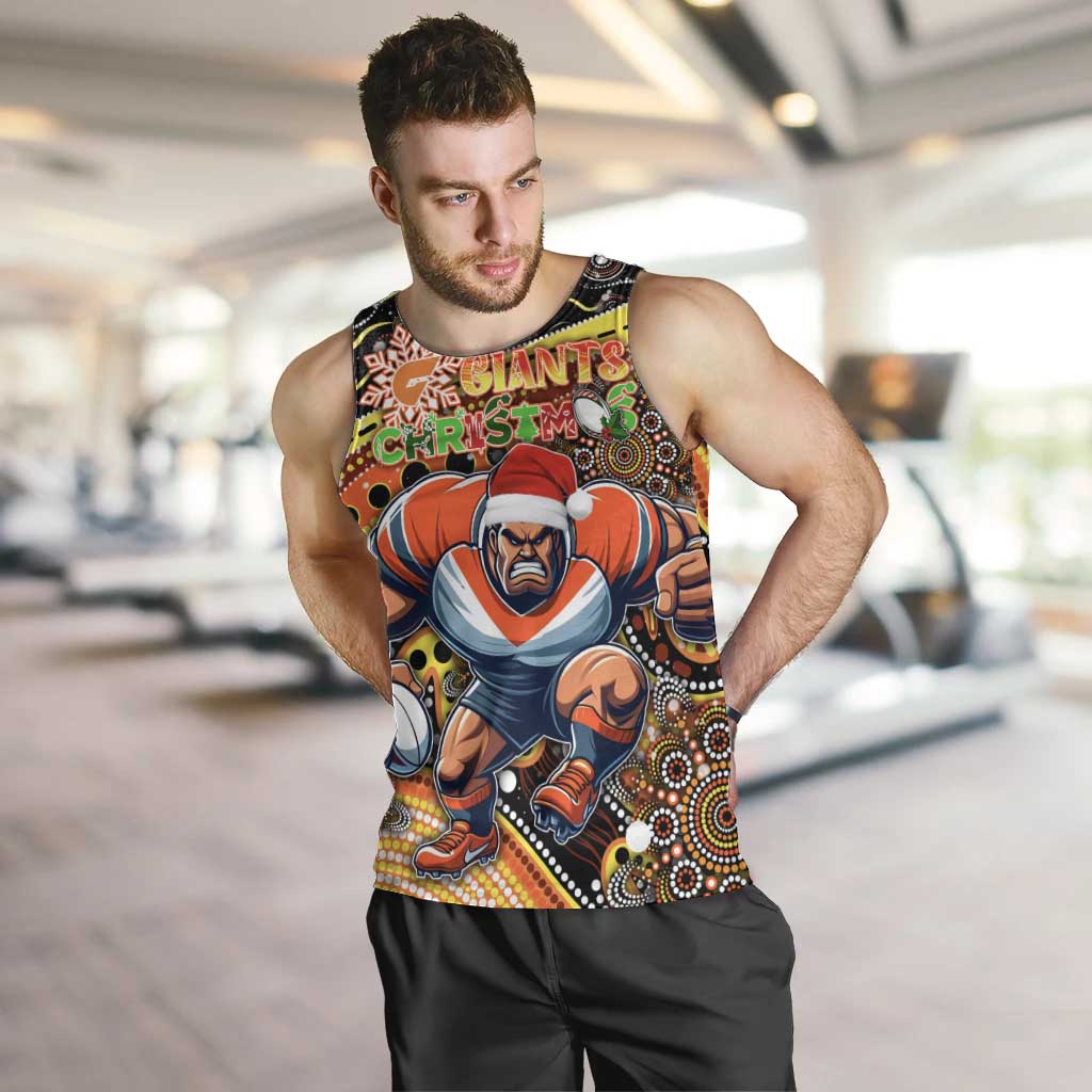Merry Christmas AFL Giants Men Tank Top Aboriginal Santa Football Mascot