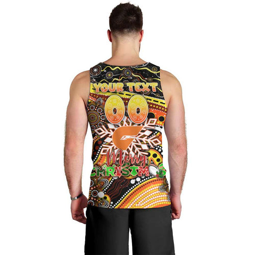 Merry Christmas AFL Giants Men Tank Top Aboriginal Santa Football Mascot