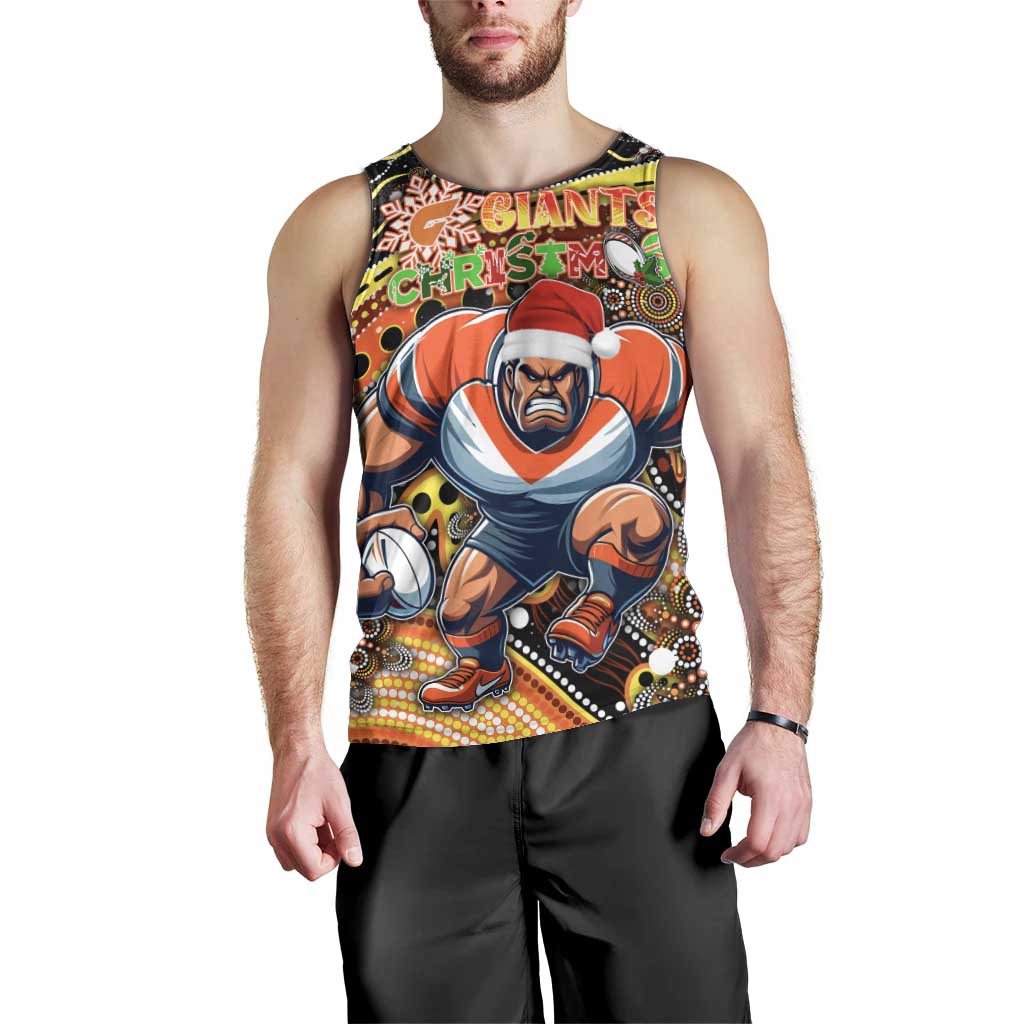 Merry Christmas AFL Giants Men Tank Top Aboriginal Santa Football Mascot