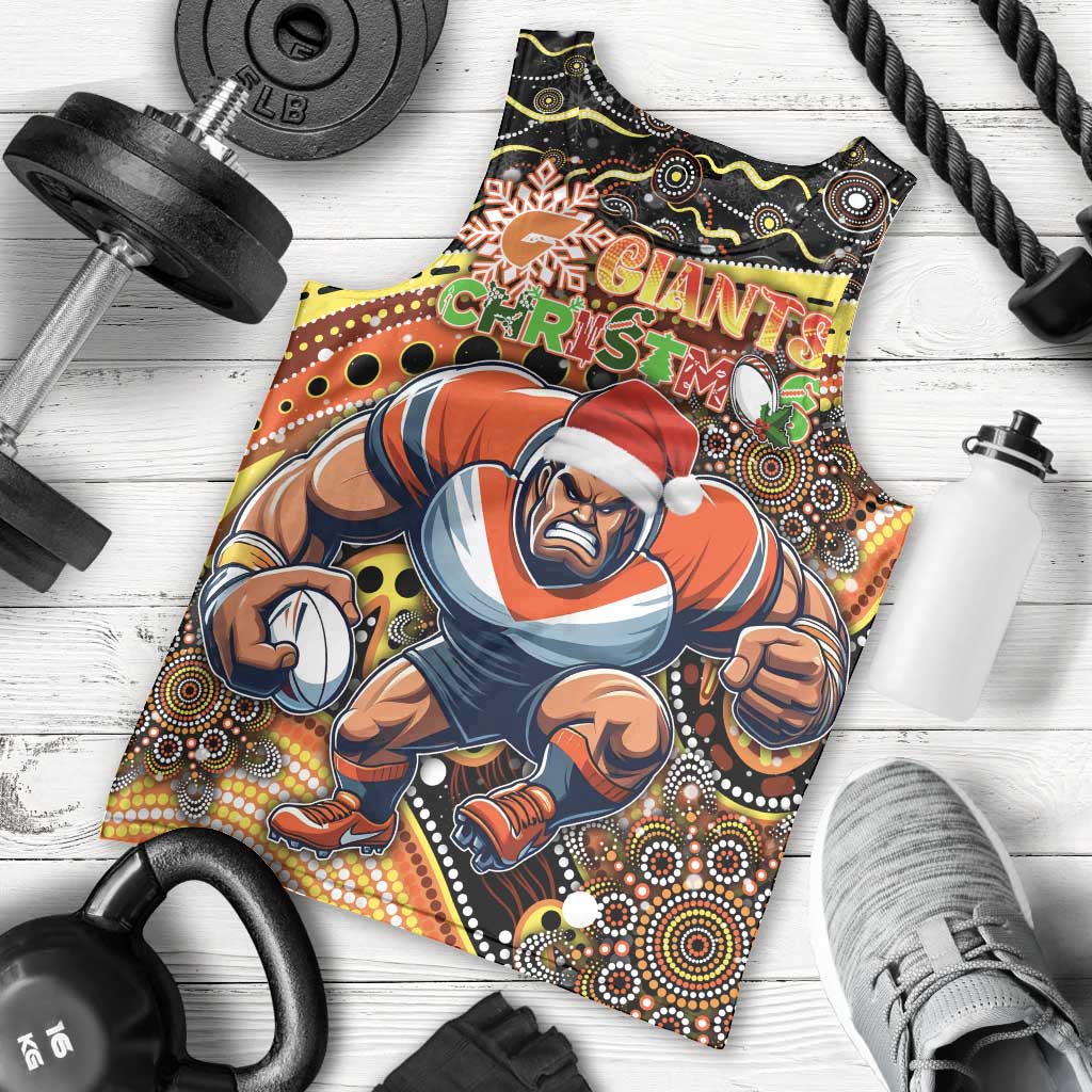Merry Christmas AFL Giants Men Tank Top Aboriginal Santa Football Mascot