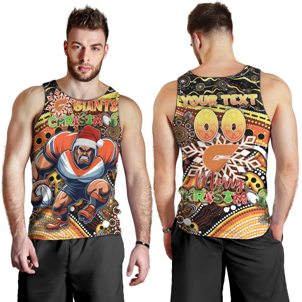 Merry Christmas AFL Giants Men Tank Top Aboriginal Santa Football Mascot