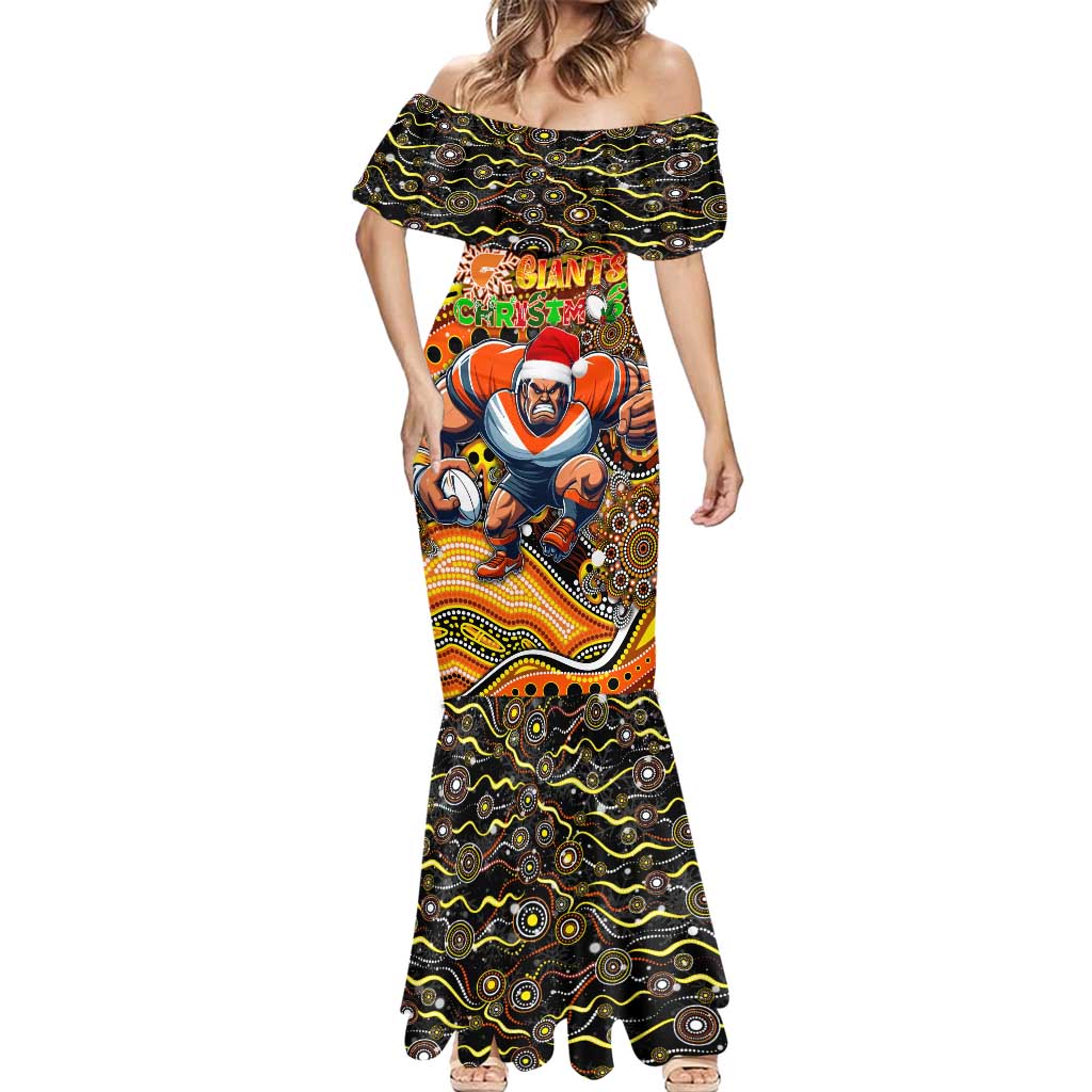 Merry Christmas AFL Giants Mermaid Dress Aboriginal Santa Football Mascot