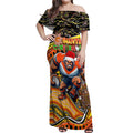Merry Christmas AFL Giants Off Shoulder Maxi Dress Aboriginal Santa Football Mascot