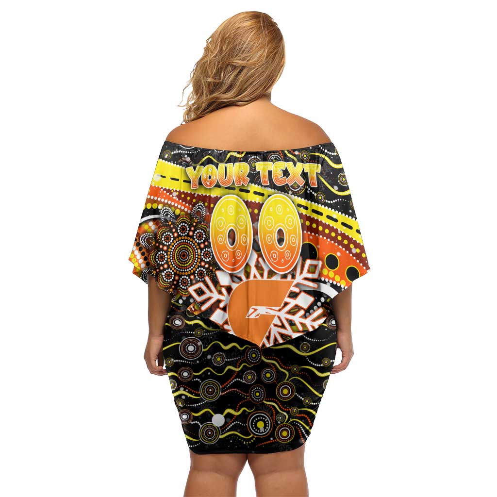 Merry Christmas AFL Giants Off Shoulder Short Dress Aboriginal Santa Football Mascot