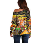 Merry Christmas AFL Giants Off Shoulder Sweater Aboriginal Santa Football Mascot