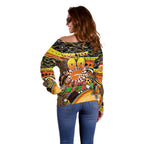 Merry Christmas AFL Giants Off Shoulder Sweater Aboriginal Santa Football Mascot