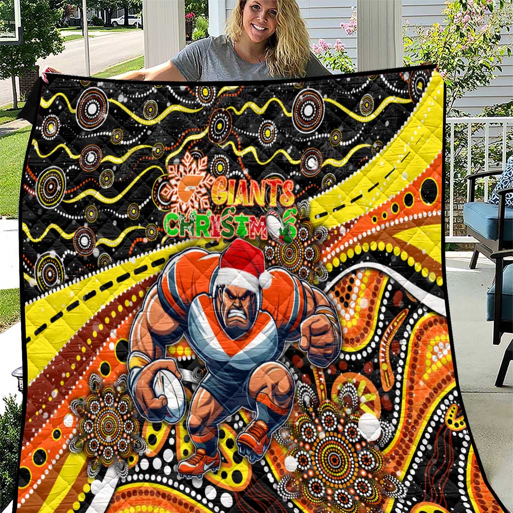 Merry Christmas AFL Giants Quilt Aboriginal Santa Football Mascot