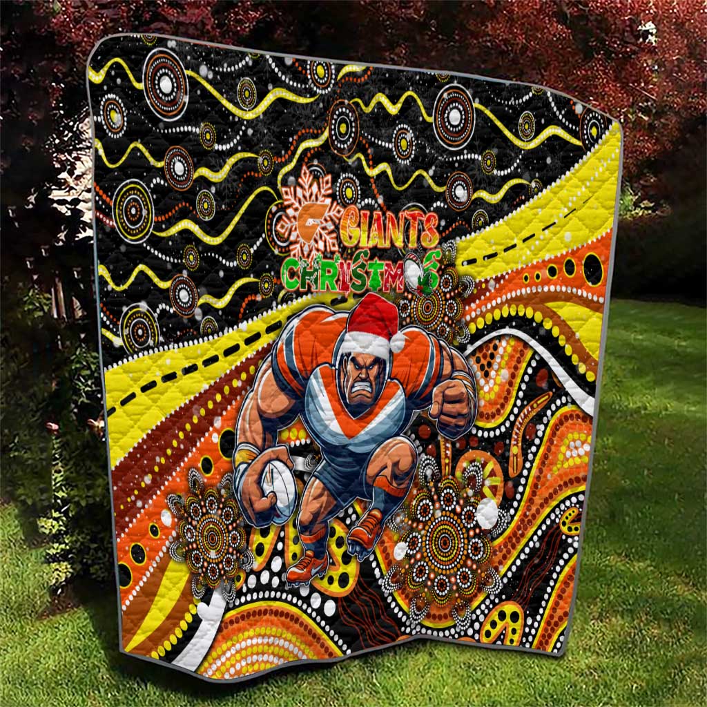 Merry Christmas AFL Giants Quilt Aboriginal Santa Football Mascot