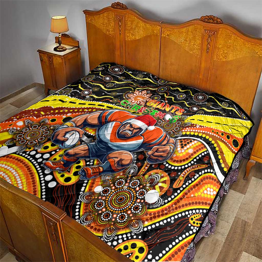 Merry Christmas AFL Giants Quilt Aboriginal Santa Football Mascot