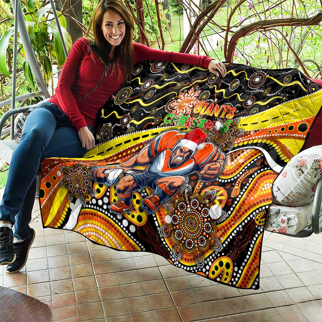 Merry Christmas AFL Giants Quilt Aboriginal Santa Football Mascot