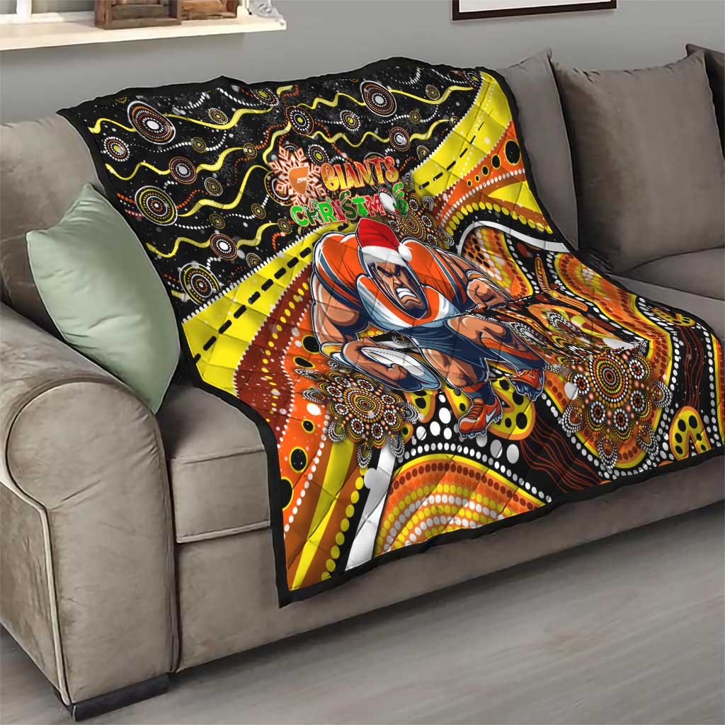 Merry Christmas AFL Giants Quilt Aboriginal Santa Football Mascot